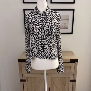 Express Black and White Leopard Print Women's Top